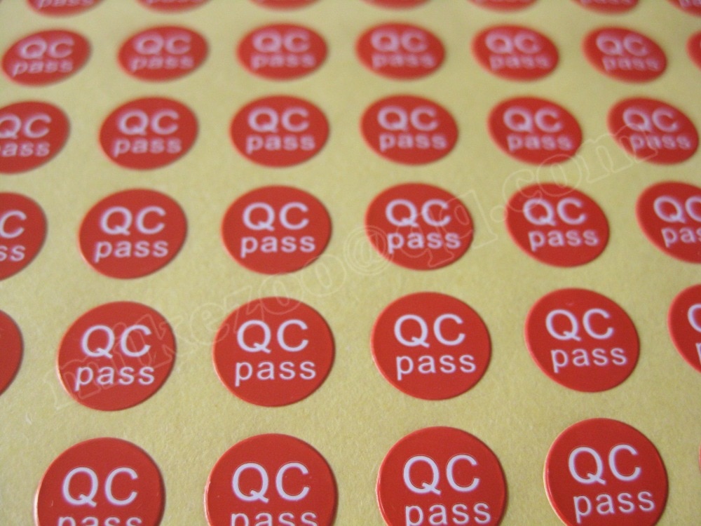 3000pcs/lot QC PASS Diameter 10mm Self-adhesive paper label sticker for factory control, Item No. GU08