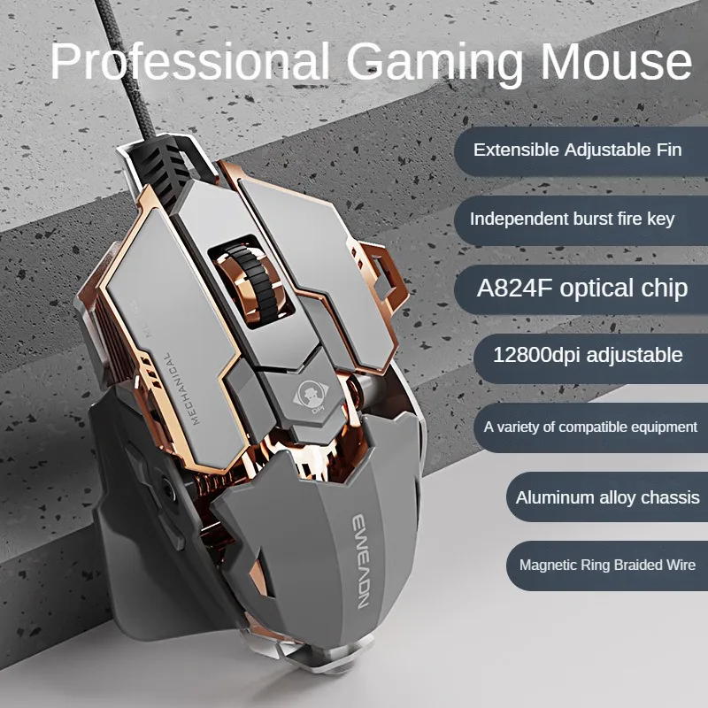 EWEADN Wired Mouse Mechanical Feel Ergonomic Full Key Macro Programming E-Sport Gaming Mouse PC Gamer Laptop Accessories: PURPLE
