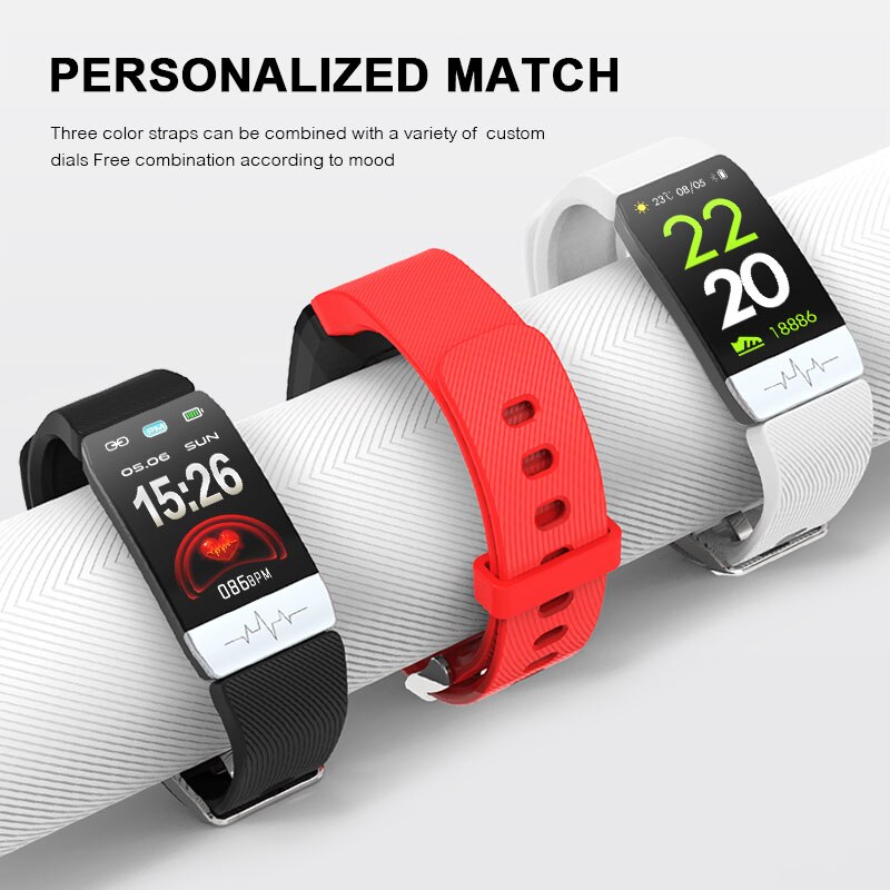 ] T1 Body Temperature Measure Smart Wristband Immunity ECG Monitor Smartwatch with IP67 Waterproof Heart Rate Monitoring