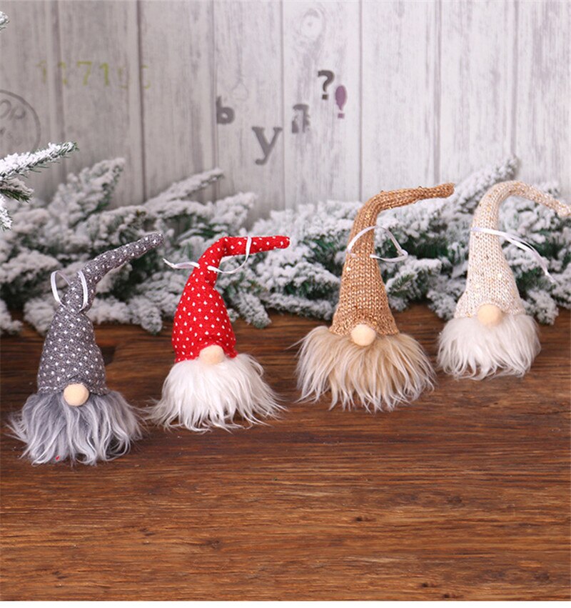 Kerstmis, gezichtsloze kabouter, kerstman, kerstnachtlampje, gloeiende boom, hangend ornament, poppendecoratie voor thuis, hangerbenodigdheden