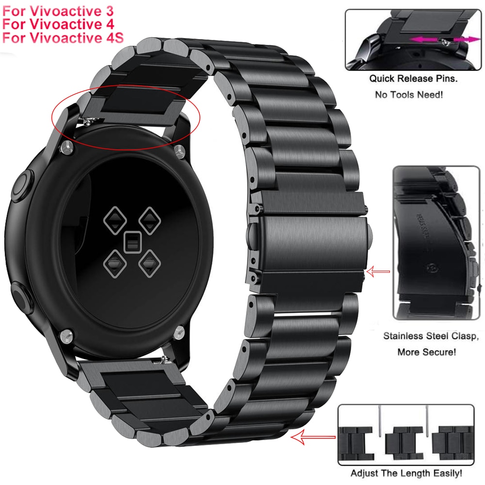 Stainless Steel Replacement Strap for Garmin Vivoactive3 Vivomove 4 Smart wristband for Garmin Vivoactive 4S Watch band 18 20 22