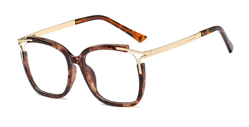 48054 Anti-blue Light Cat Eye Ultralight Glasses Frames Square Men Women Optical Computer Glasses: C2 leopard