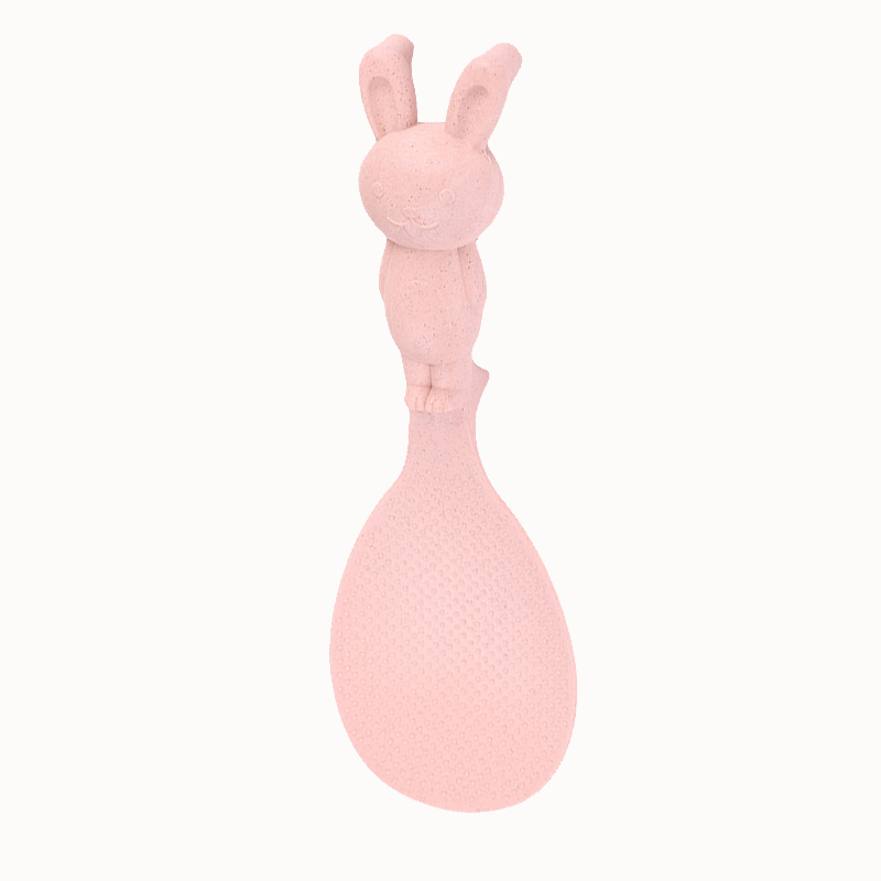 Rice Spoon Cute Wheat Straw Rabbit Spoon Can Stand Up Rabbit Rice Shovel Rice Cooker Rice Spoon Non-stick Rice Cartoon: Rice scoop pink