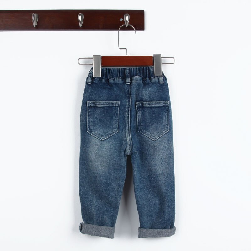 Vårhösten nyaste småbarn pojkar jeans blå denim hål raka byxor småbarn cowboy byxor 1 2 3 4 5 y