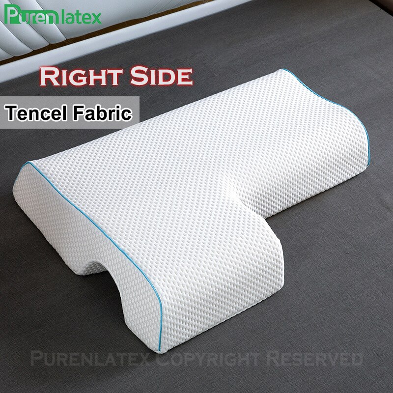 Gomma Piuma di Memoria di Purenlatex Coppia Braccio Cuscino Cuscino per Dormire Nessuna Pressione Traversina Laterale per il Collo e Dolore Alla Spalla Multifunzionale: giusto Tencel