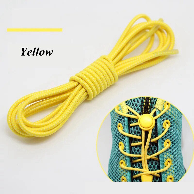 1 Paar Elastische Veters Ronde Locking No Tie Schoenveters Kids Adult Quick Lui Veters Rubber Sneakers Schoenveter 22 Kleuren: YELLOW