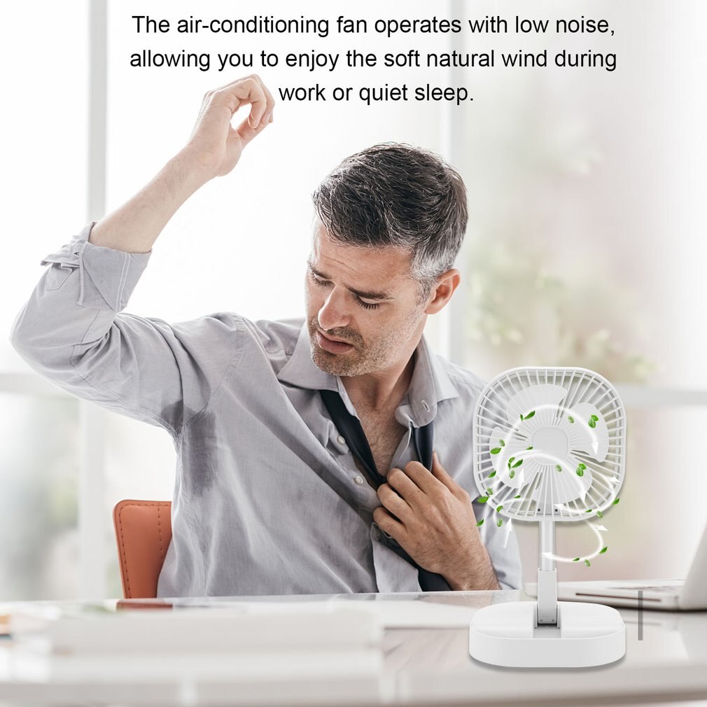 Mini Portable Fans Telescopic Foldable Usb Rechargeable Fan Air Cooler Low Noise 4 Gears Timing Foldable Fan