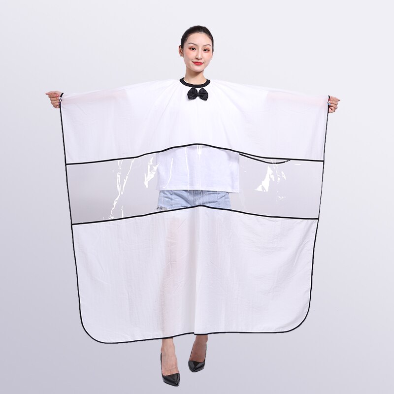 LOGO de personalización, capas de corte de pelo para salón de adultos, capa de peluquería para peluquero, capa de peluquería para peluquería, tela impermeable de pelo: White with Knot