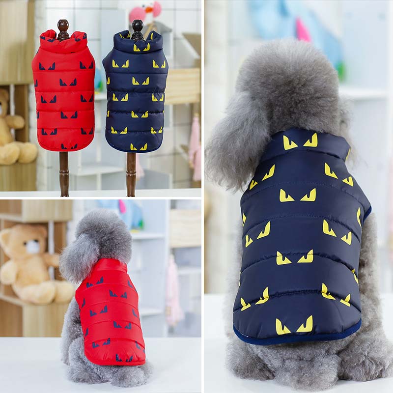 Grossas de inverno Quente Dog Vest Little Devil Cat Dog Imprimir Roupas À Prova de Vento Parkas Casaco para Gatos Chihuahua Filhote de Cachorro Pequeno Aparelhos 10A