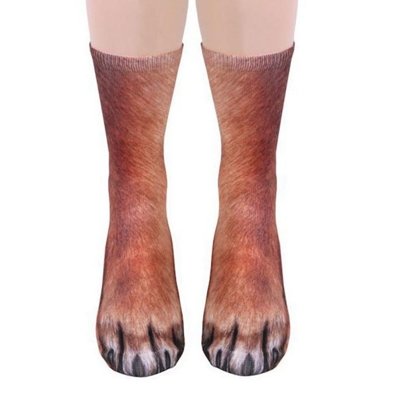 Zachte Casual Leuke Katoenen Dier Voeten Gesimuleerde Sokken Unisex Volwassen 3D Dieren Paw Print Lange Sokken: 02
