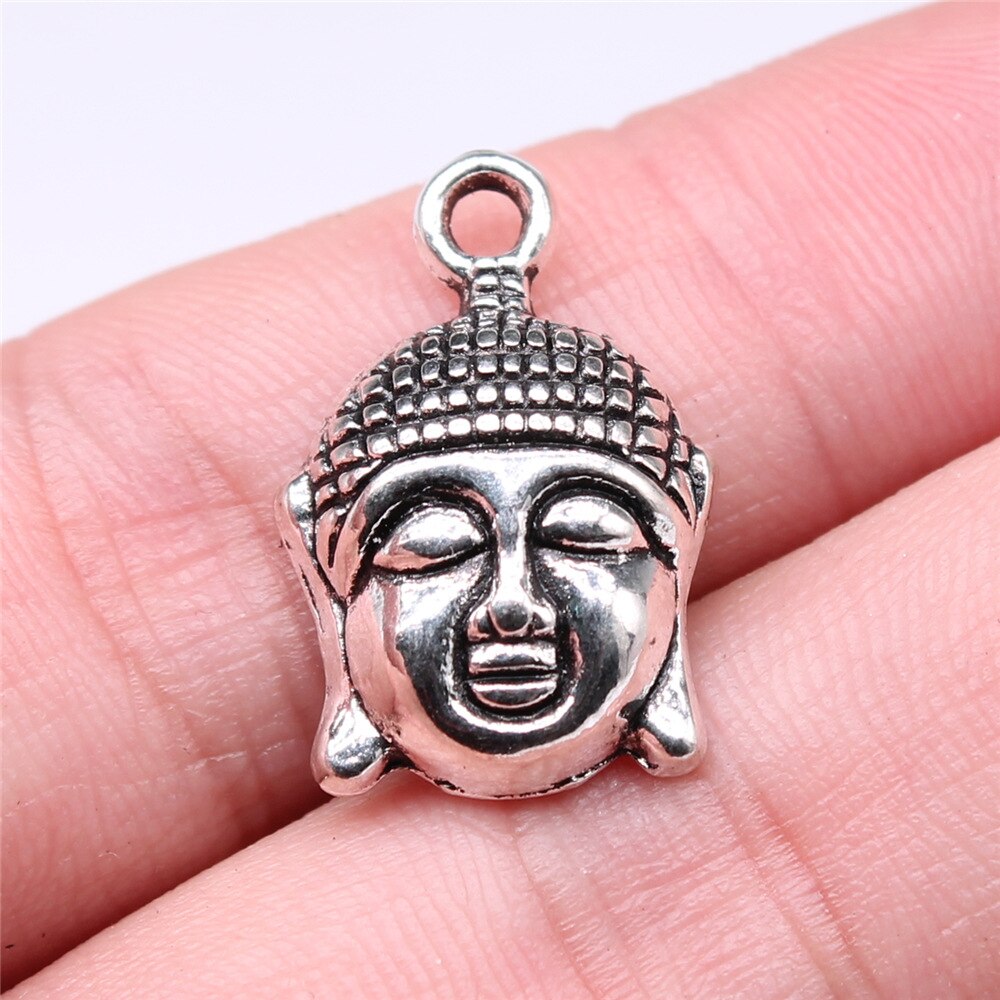 10 stücke Buddha Charme Antike Silber Farbe Buddha Statue Anhänger Reize Buddhismus Buddha Charme Für Schmuck Machen: B10176-22x15mm