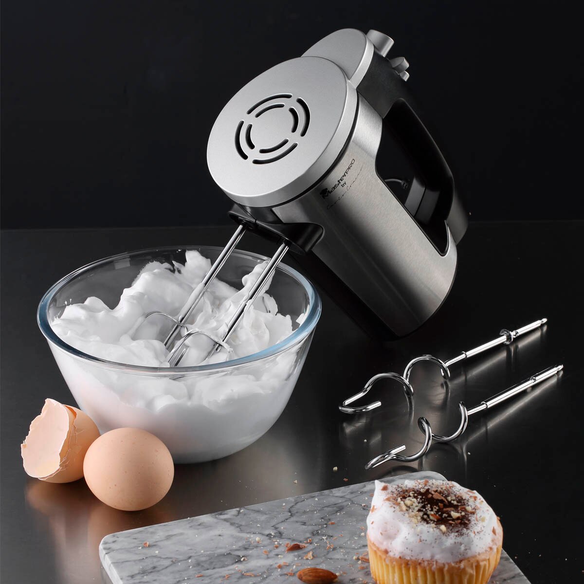 Batidora de mano Masterpro, acero inoxidable, potente, rapida, silenciosa, portatil, , moderna, , fácil uso y limpieza, 6 velocidades, batidora de mano electrica, batidora