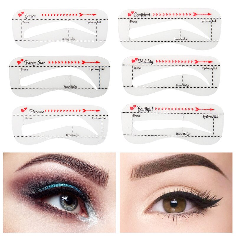10Pcs/set Template Eyebrow Makeup Magic Eye Brow Class Drawing Guide Eyebrow Stencil Card Template Helper
