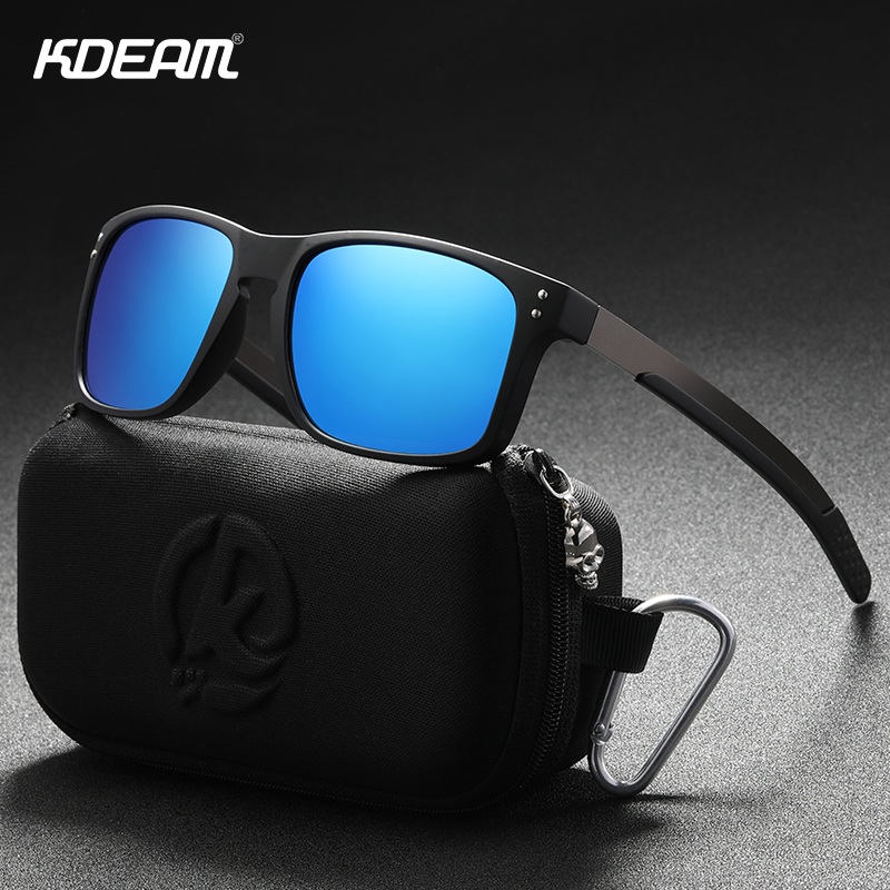 KDEAM Rectangular Polarized Sunglasses Men Outdoor Driving Sun Glasses Man TR90 Flexible Frame Mix Stainless Steel Temple