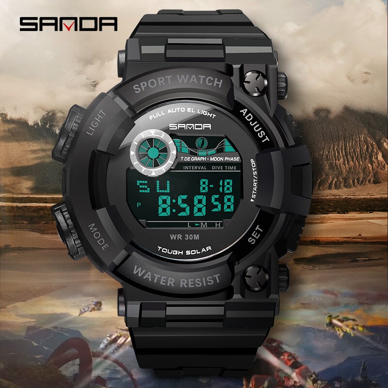 SANDA Horloges Mannen 30M Waterdichte Elektronische LED Digitale Horloge Mannen Outdoor Heren Sport Pols Horloges Stopwatch Relojes Hombre