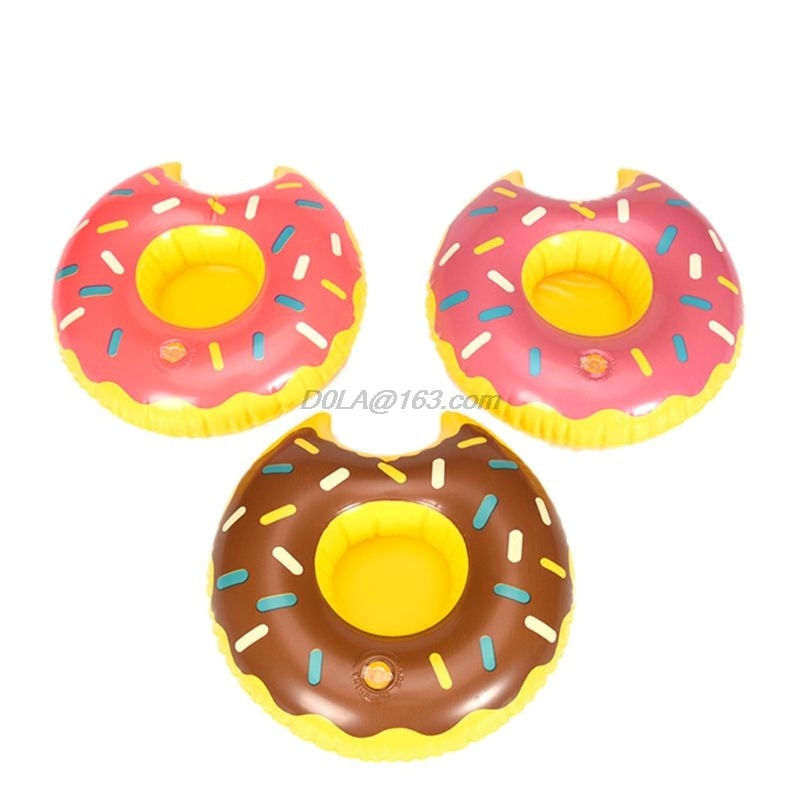 Cute Do-nut Cup Inflatable Holder Floating Coaster Pool Drink Water Toy Beach Party