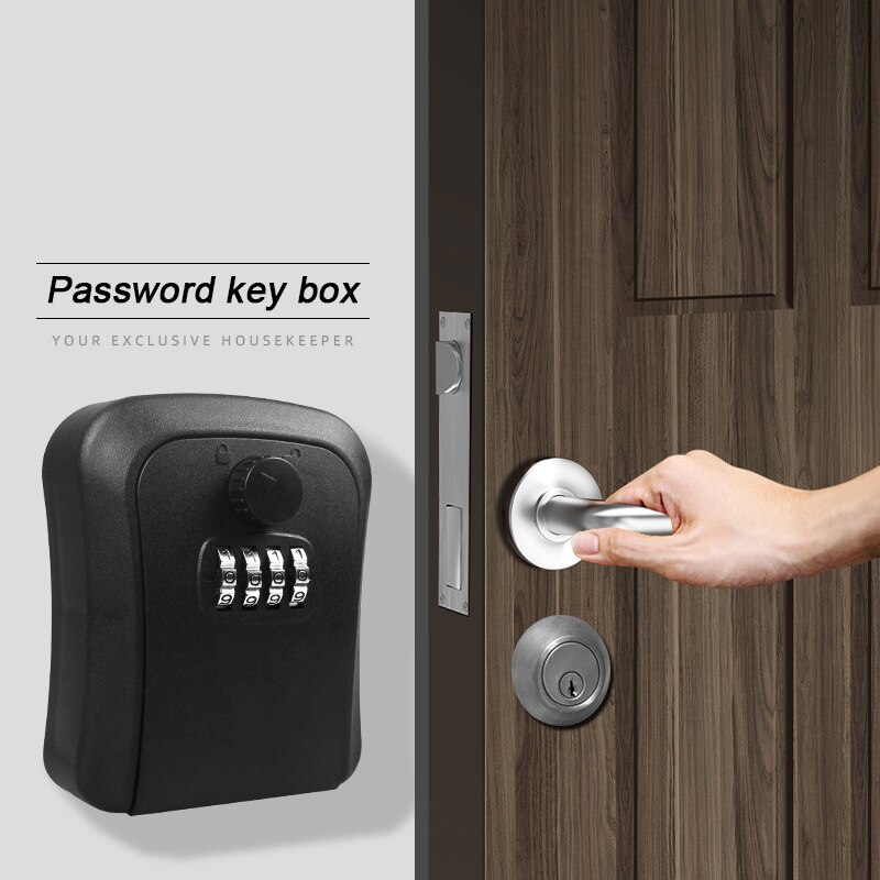 Caja de bloqueo de llave de montaje en pared, combinación de almacenamiento de seguridad para el hogar y la oficina, para garaje exterior, portallaves interior y exterior