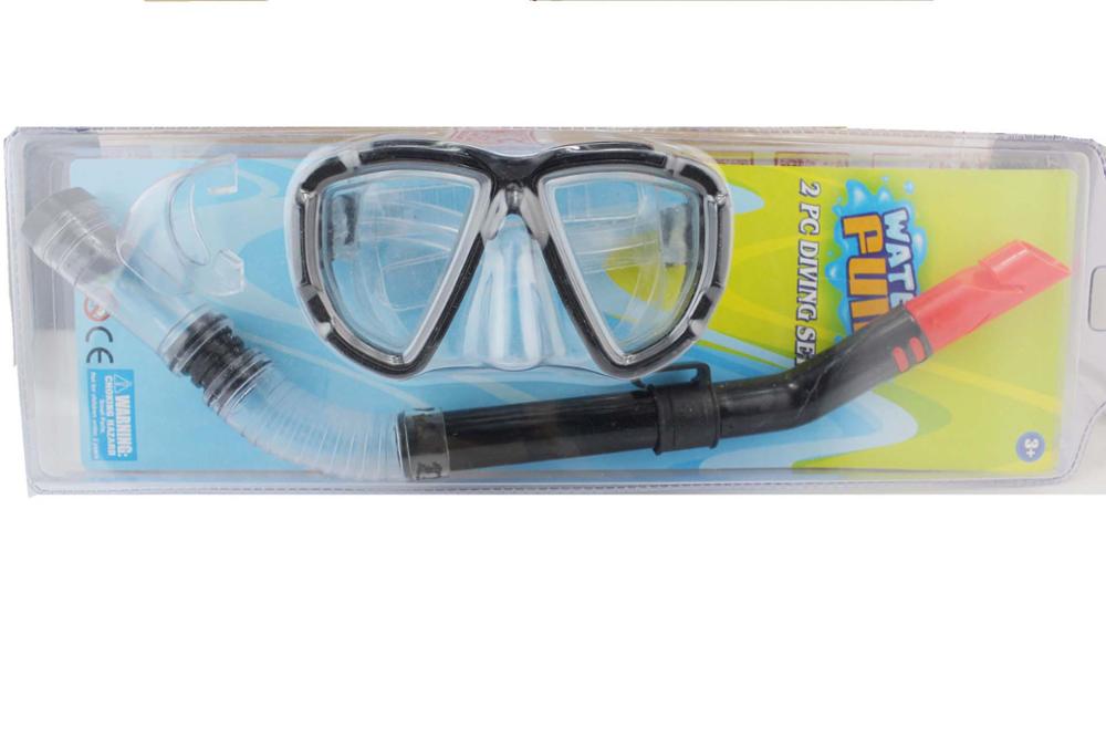 Swimming Gear Dive Scuba Submersible Goggles Protective Mask Glasses Adult Anti-fog Diving Mask Equipment Semi Dry Snorkel Set: Black