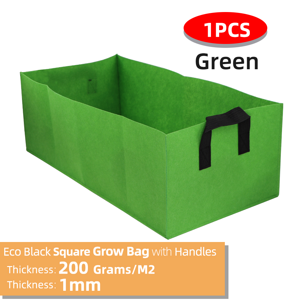Square Fabric Grow Bags Breathable Planter Pots with Handles Garden Planting Containers for Flowers Vegetable Plant Growing Bag: L / Dark Khaki