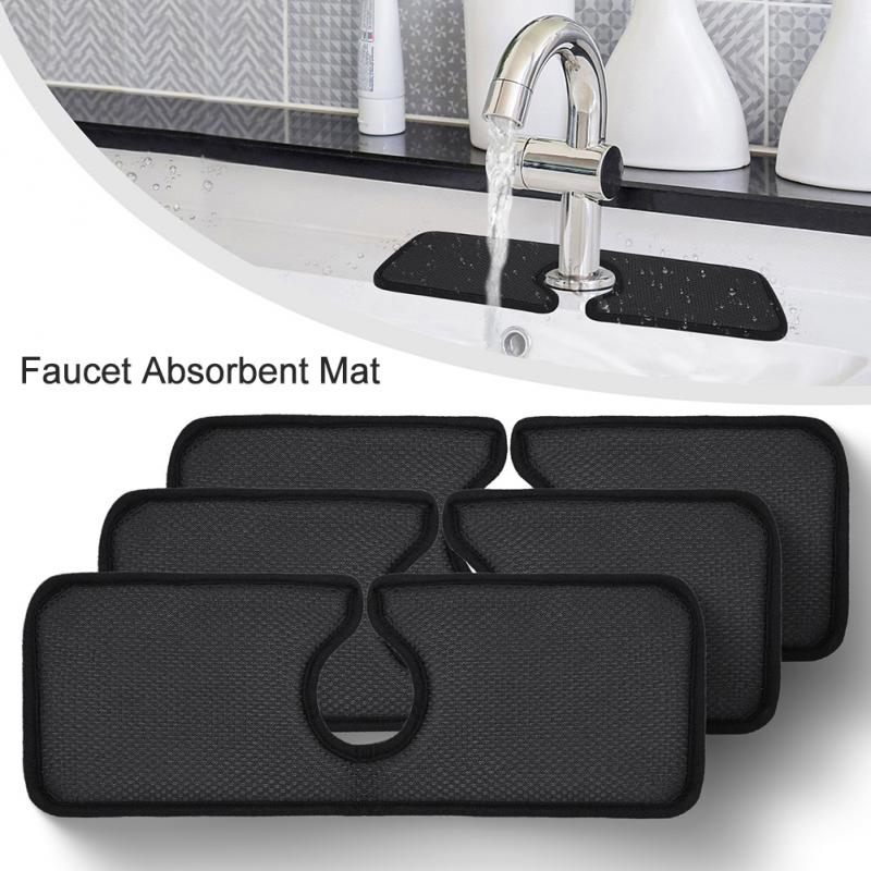 Faucet Splash Mat Sink Cleaning Cloths Kitchen Microfiber Faucet Absorbent Mat For Kitchen Bathroom RV Water Drying Catcher Pad