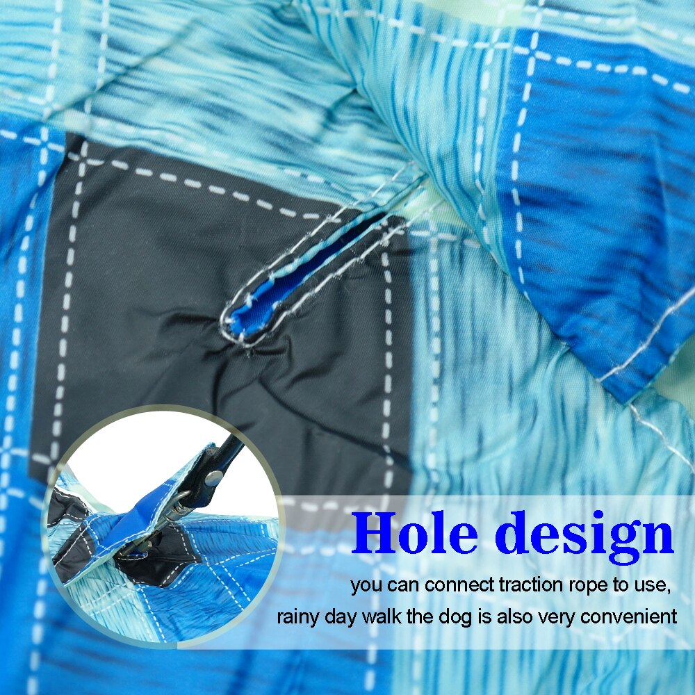 Capa de chuva para cachorro xadrez, roupa à prova de sol para animais de estimação, jaqueta de chuva, macacão com coleira e furo para animais de estimação de médio e grande porte