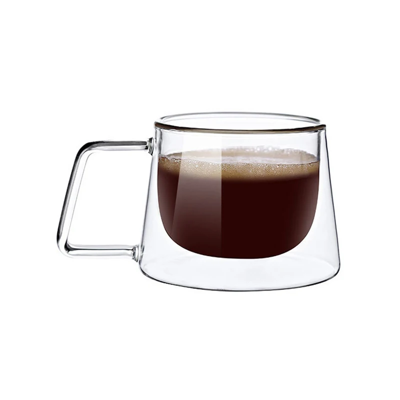 200ml szklany kubek robić kawy z podwójnymi ściankami francuski kreatywny kubek żaroodporny kubek robić Espresso kubek termoizolacyjny zestaw naczyń robić picia herbaty i wody: czarny