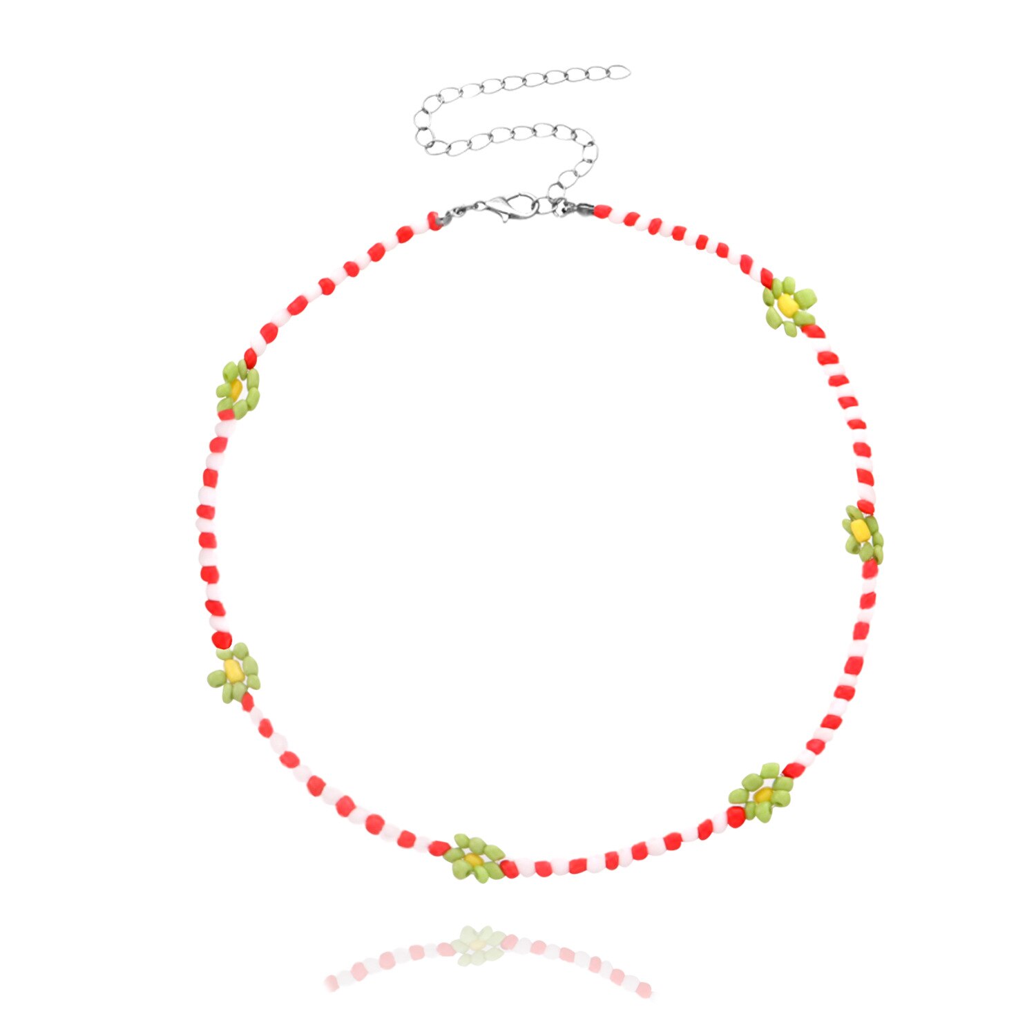 Bohemian Blauw Wit Zaad Bead Bloem Choker Ketting Statement Korte Kraag Sleutelbeen Keten Ketting Voor Vrouwen Sieraden: ZWXL1450-13