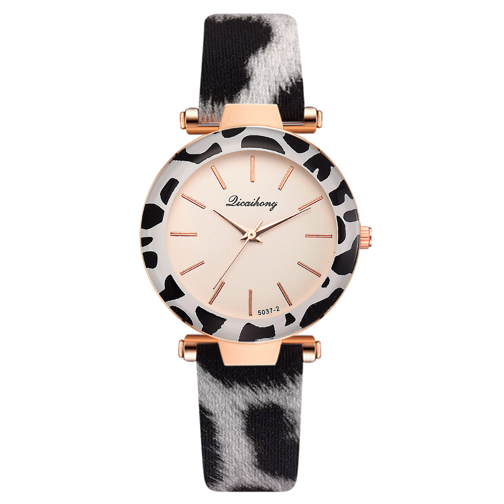 Kvinder ure billige leopard print læder dame armbånd ur casual quartz armbåndsure ur relogio feminino: Grå
