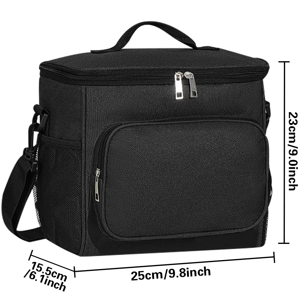 Multifunctional Lunch Bag for Teenage Black Color Picnic Meal Box Waterproof Lunch Box Gold Letter Printing Series