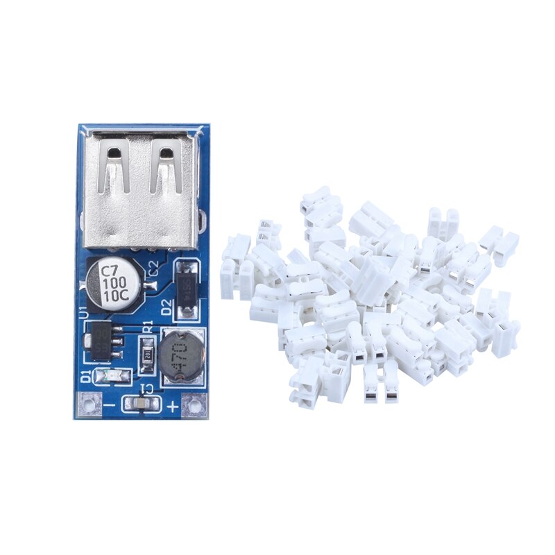 50 PCS CH2 Spring Quick Wire Connector Cable Clamp Terminal Block Connector for LED Light & 5 PCS PFM Control DC-DC Converter St