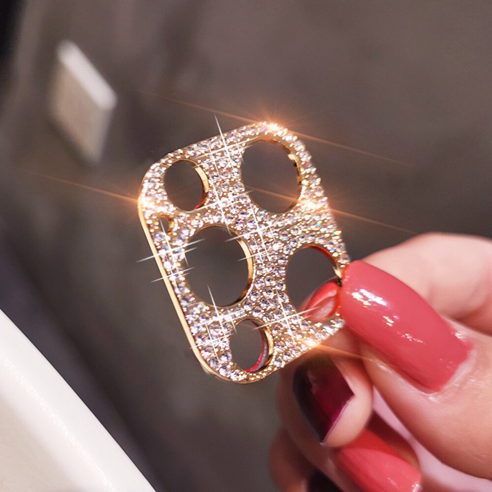 Glitter Rhinestone Camera Protector Case Cover For iPhone 13 Pro Max ProMax Mini Back 3D Shiny Diamond Lens Protect Funda Coque: For Iphone13 Pro Max / Gold-02