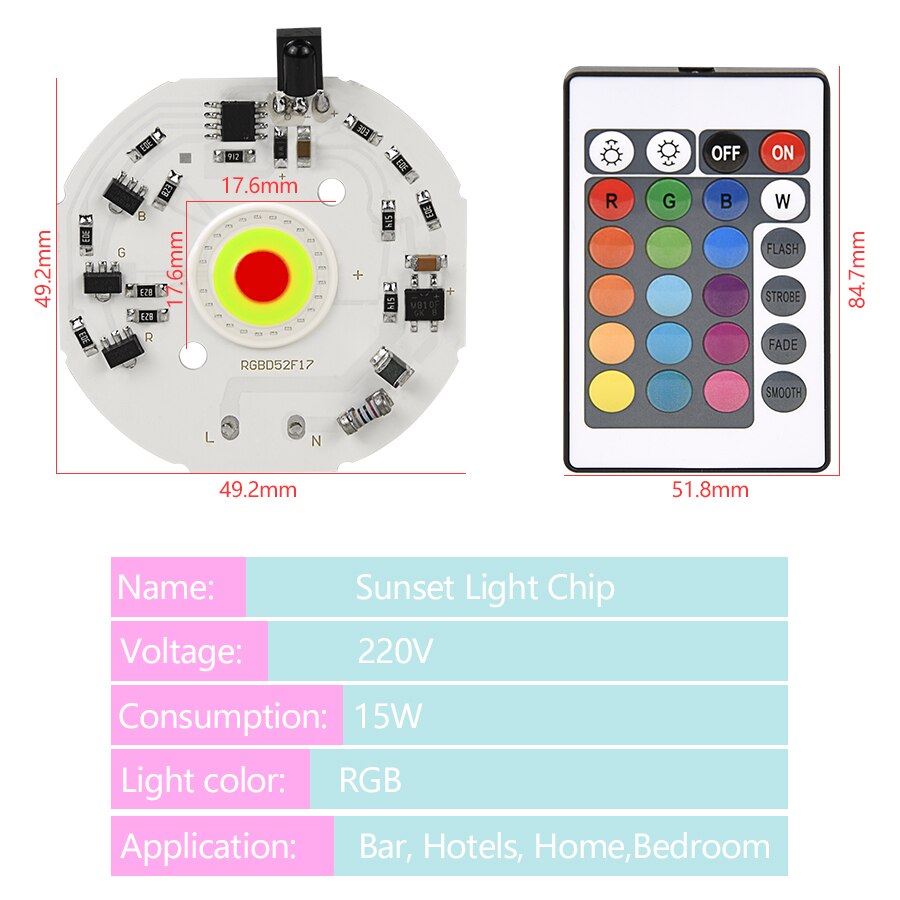 Sunset Lamp DIY Led Chip Led Cob RGB Chip Led Matrix No Need Driver Led Spotlights With Controller For Sunset Projection Lamp