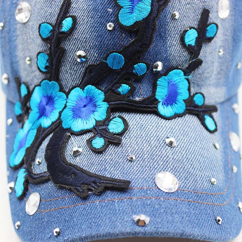 Hleisxi top moda snapback senhora denim ajustável verão boné de beisebol casual adulto feminino bonés floral marca chapéu design gorras