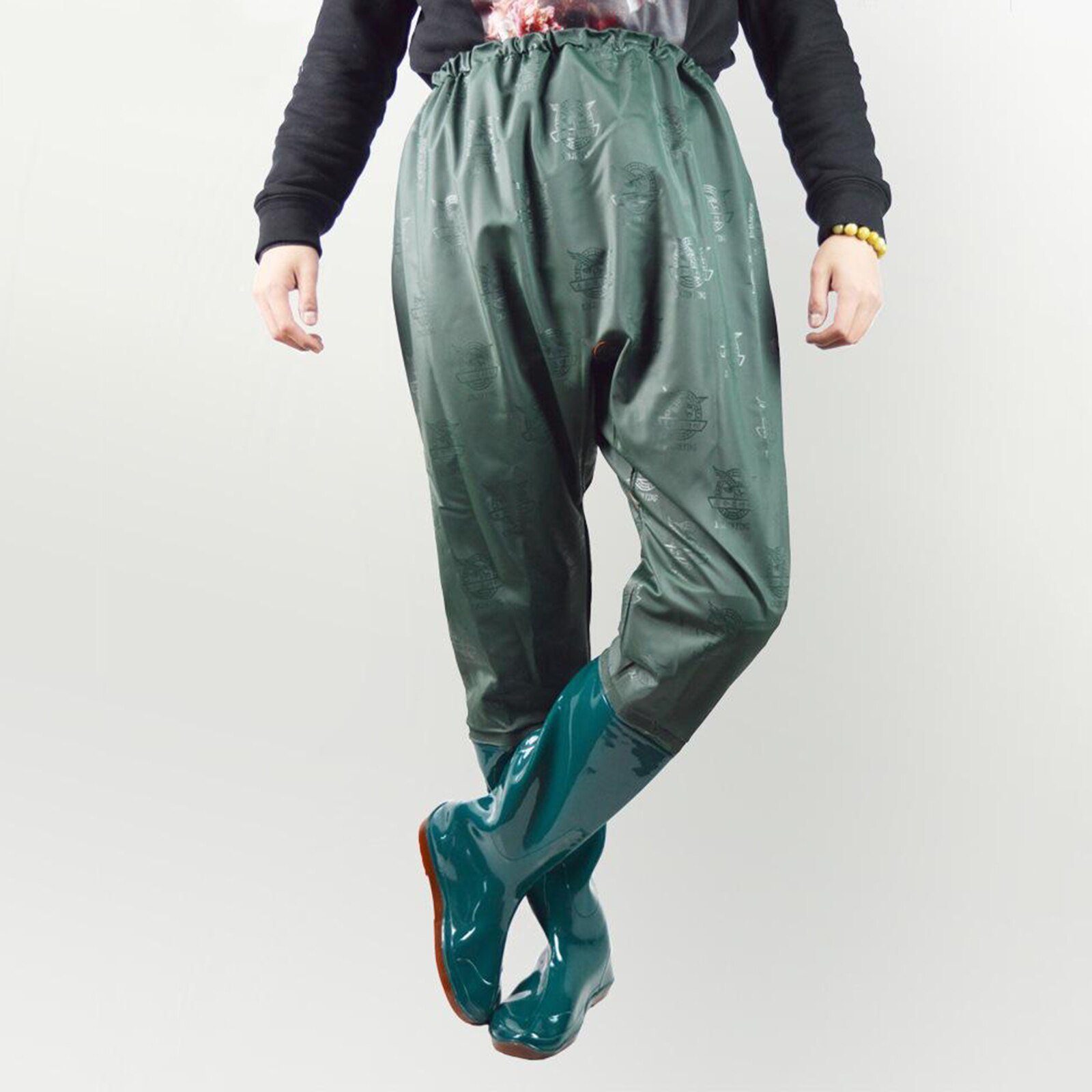 Fishing Trousers Waist Length Trousers Lower Field Fishing Shoes Waterproof Shoes Wading Trousers Green Fishing Trousers