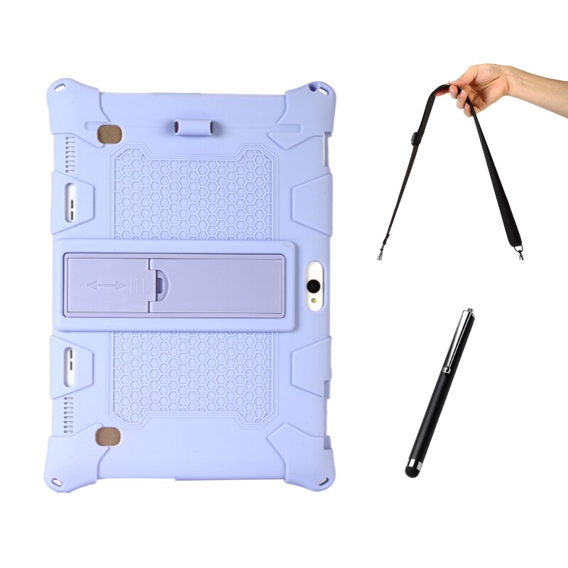 funda tablet 10 pulgadas Nueva silicona suave funda tablet 10.1 pulgadas Cubierta trasera a prueba de golpes de Tablet PC Android: LightPurpleandStraps