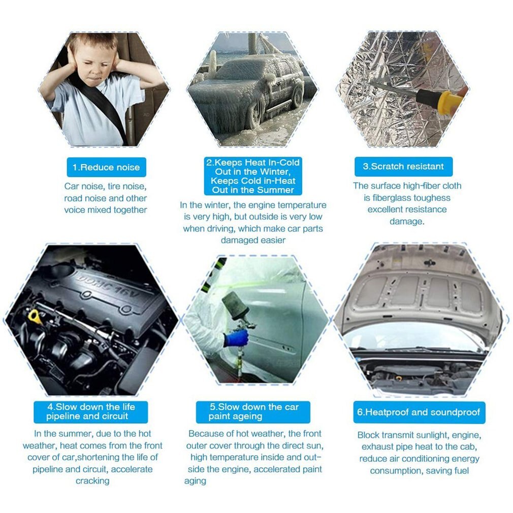 Tapis isolant insonorisant en laine | Camion de voiture, pare-feu de voiture, mousse d'isolation thermique, insonorisant pour voiture