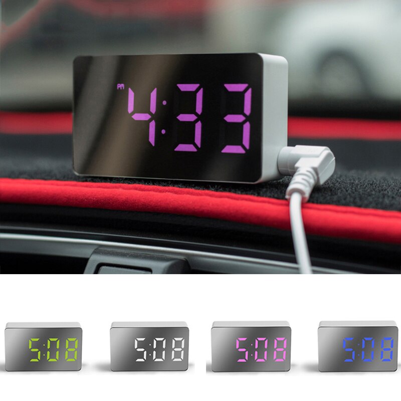LED Mirror Table Clock Digital Alarm Snooze Display Time Night Light Desktop USB Alarm Clock Home Decor for Children
