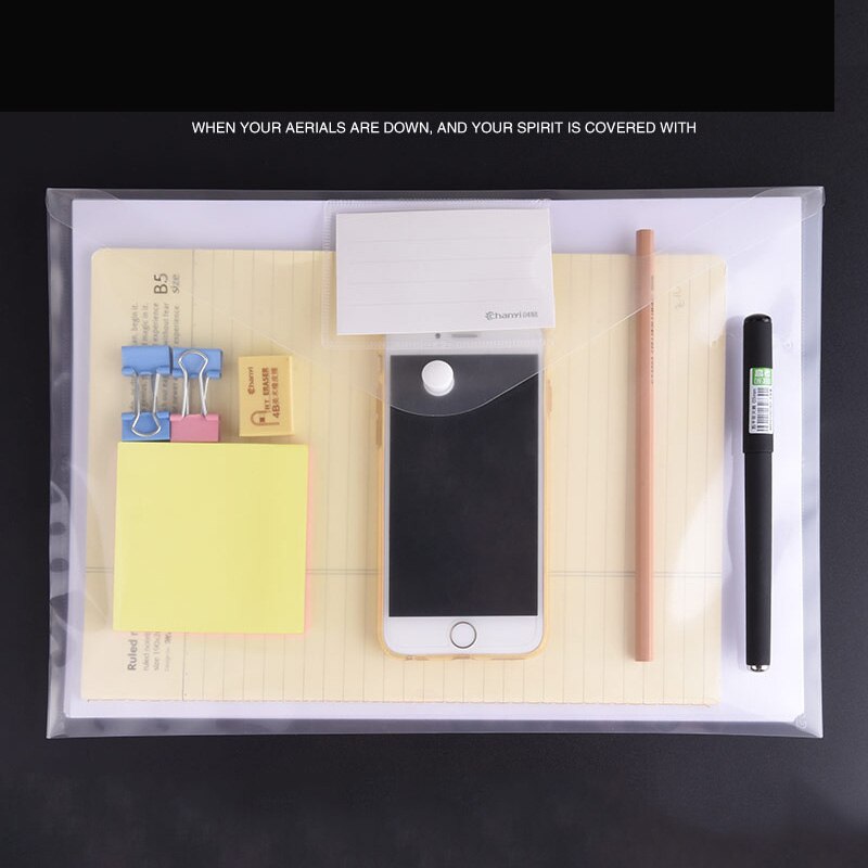 12pcs A4 Transparent PP File Folder Binder Waterproof File Holder Filing Envelope Business Document Organizer Office Supplies