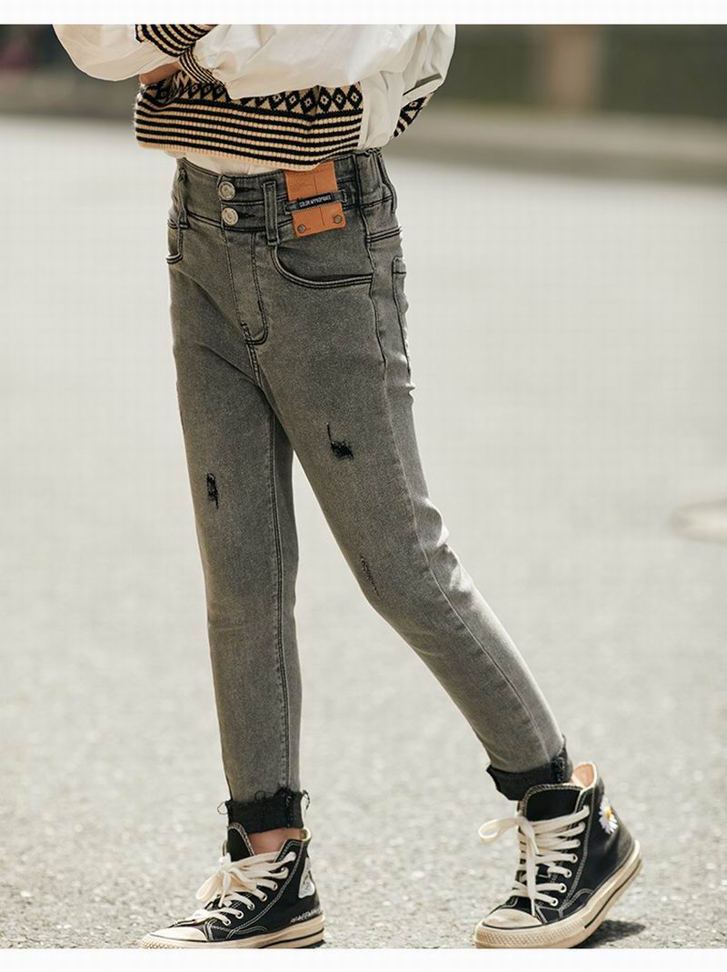 Ripped Jeans for Girls 810 years Skinny Pants Grey Blue Jeans for Teenage Girl