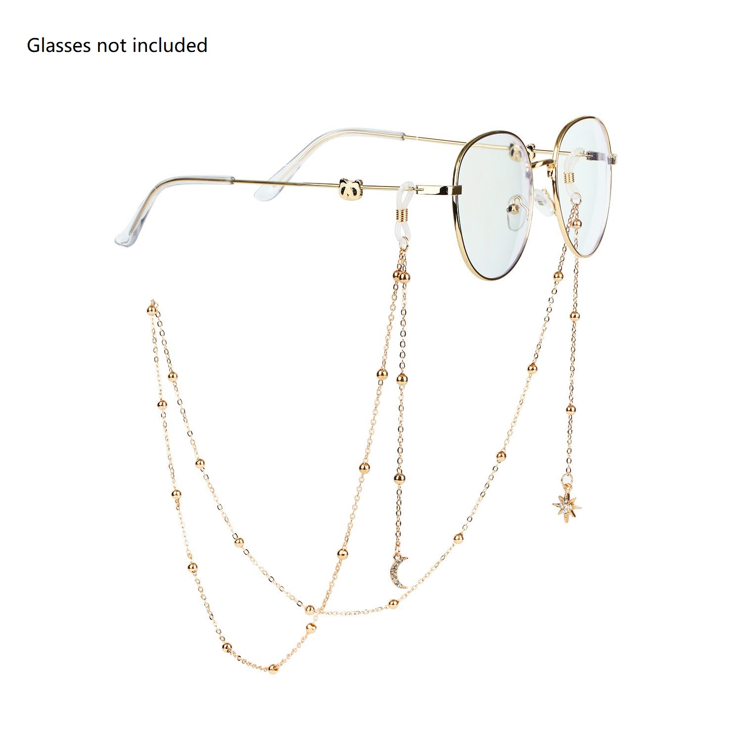 Women Eyeglass Chain Hollow Star Pearl Beaded Sunglasses Reading Glasses Lanyard Eyewear Holder Neck Strap Rope: green
