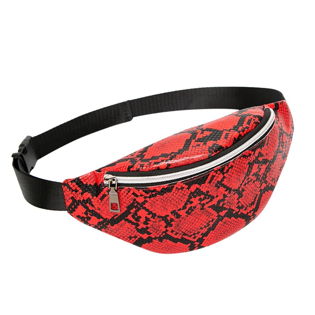 Frauen Taille Pack Serpentin fanny Pack Pu Leder brust Tasche Weibliche Schlange Haut Gürtel Tasche Weibliche Geldbörse Sack: Rot