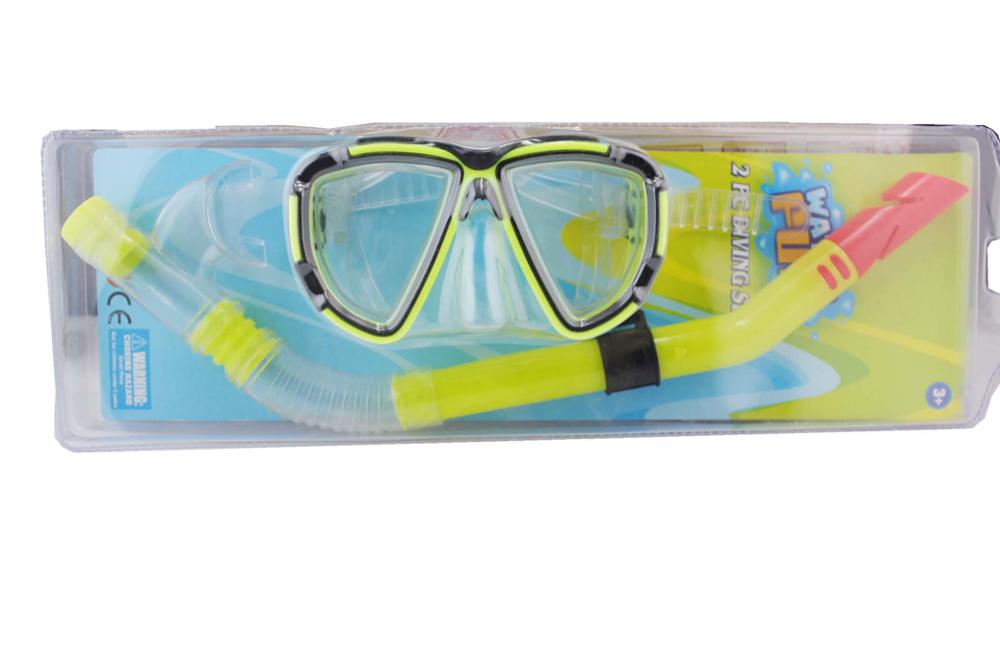 Swimming Gear Dive Scuba Submersible Goggles Protective Mask Glasses Adult Anti-fog Diving Mask Equipment Semi Dry Snorkel Set: Yellow