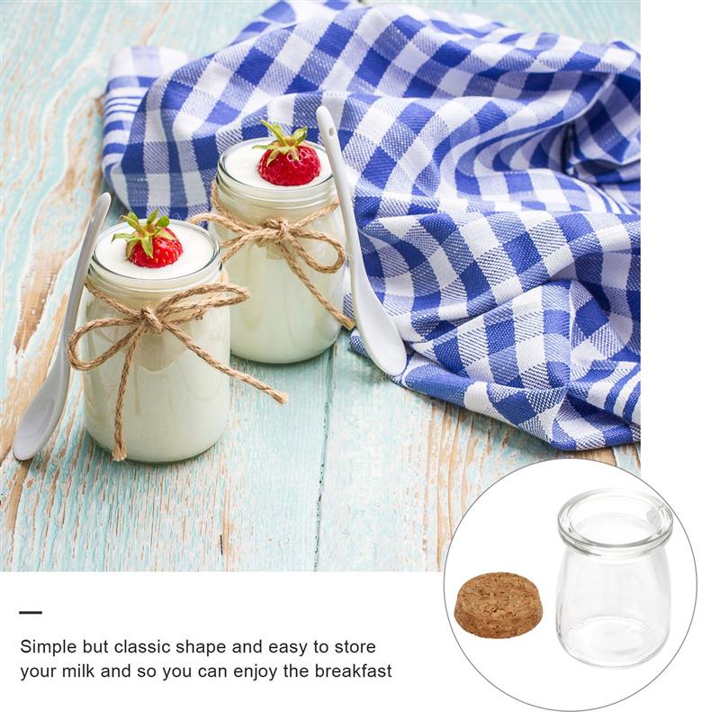 Botellas de cristal para leche con tapa de madera, resistentes al calor, 100ML, 10 Uds.