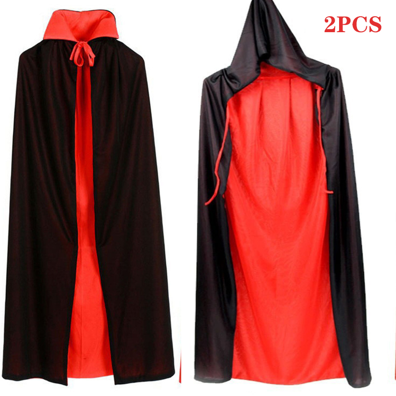 Halloween Pleuche Velvet Cloak Cape Hooded Medieval Costume Witch Wicca Vampire Halloween Cosplay Costume Cape: XS / Brown