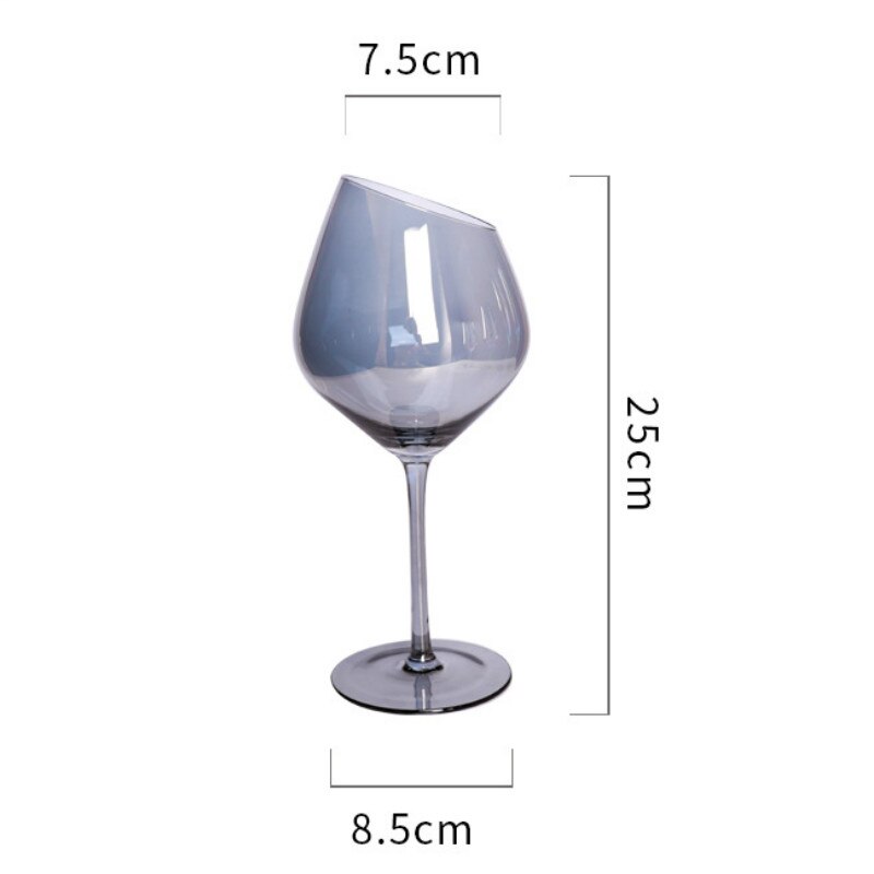 Copa de corte oblicuo de Arte de , Copa familiar de 200-600ml, Color arcoíris, gris ahumado, ámbar, vino tinto, champán, vino: Gris oscuro