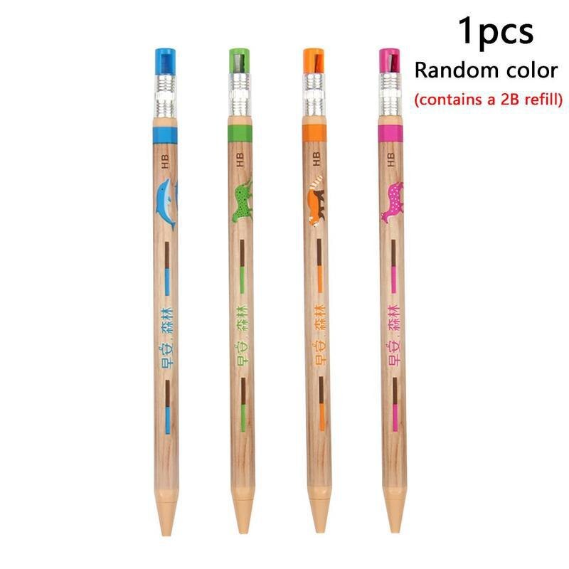 2.0mm Mechanical Wooden Pencil With 2B Refill Pencil Lapices Lead por Mayor Automatic Pencil Refills Pencil Add Refill: Default Title