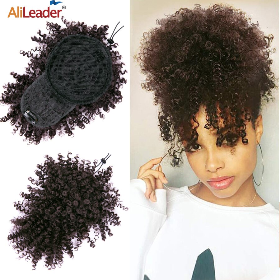 Alileader Kinky Rechte Paardenstaart Met Pony Hoge Temperatuur Fiber Trekkoord Paardenstaart Synthetische Bruin Natuurlijke Haar Pony