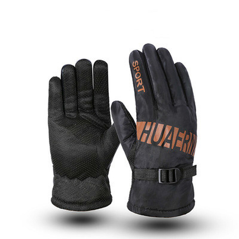 Antislip ski-add pluche zwarte handschoenen grote handschoenen herfst winter warme motorrijden heren handschoenen: K-st-e