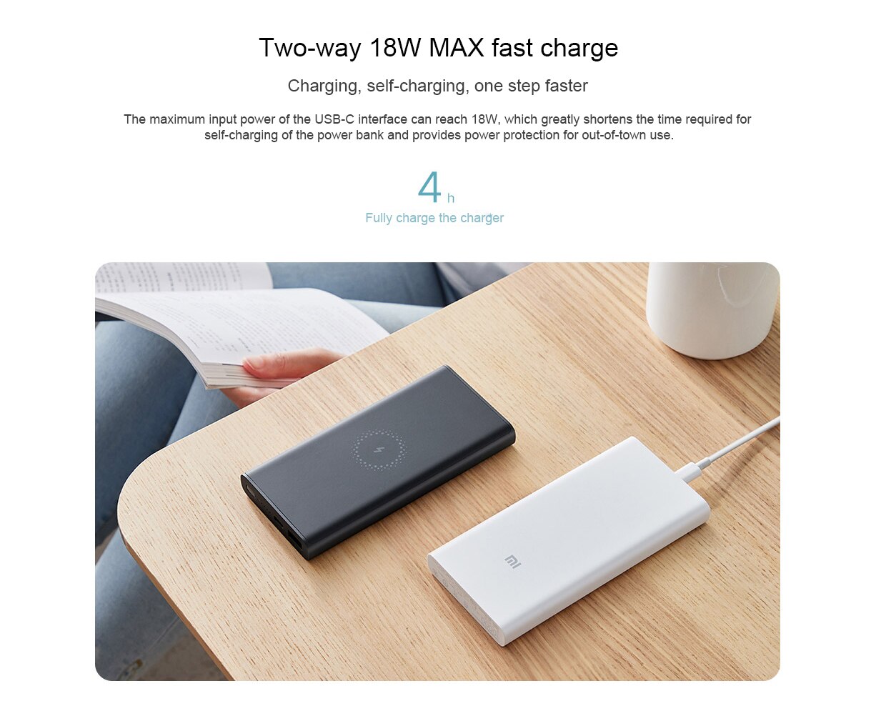 Originale Xiaomi WPB15ZM 10000mAh Powerbank Rapida 10W MAX di uscita senza fili Senza Fili Batteria Esterna per il iPhone 11 Xs MAX samsung