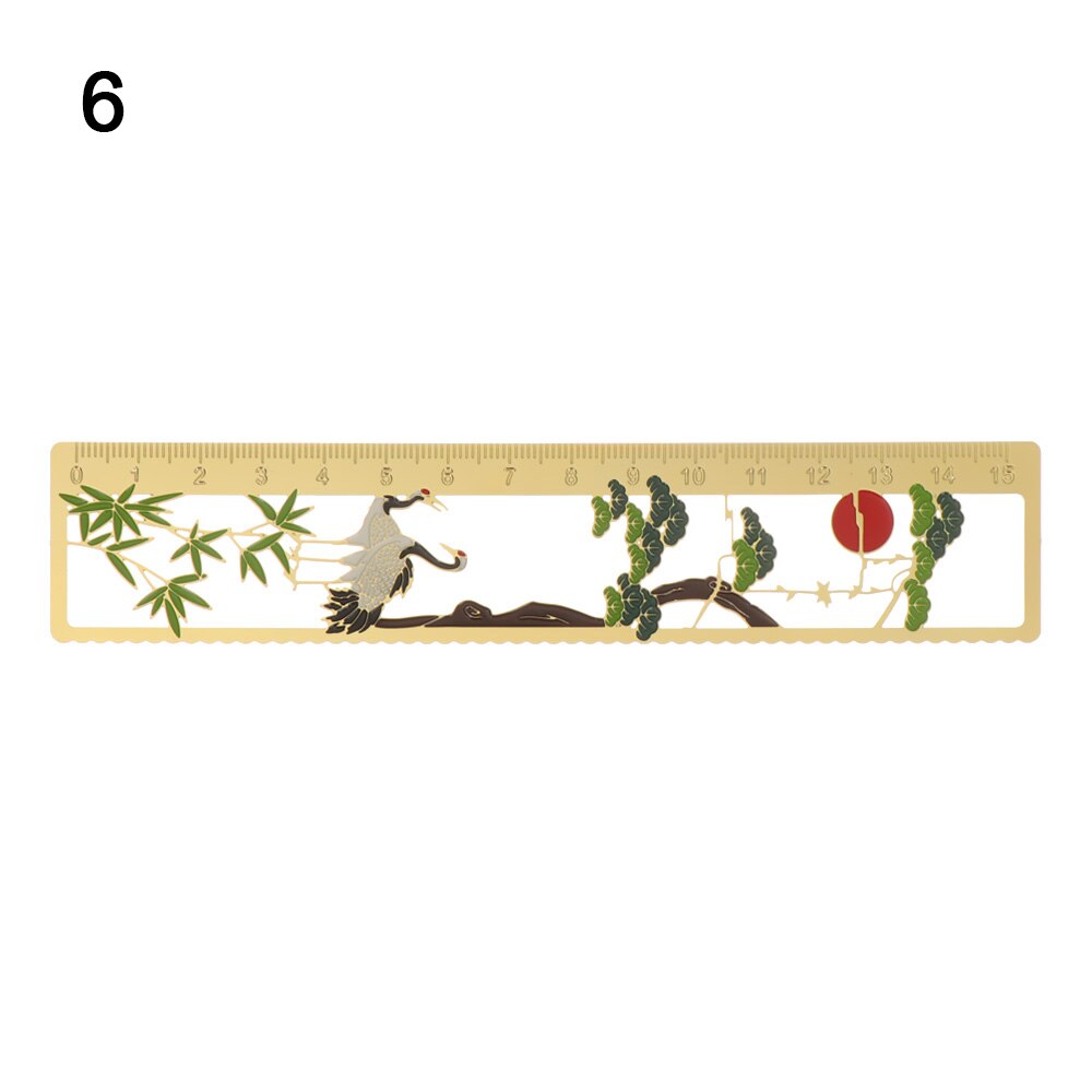 Metal Panda Hollow Rulers Chinese Element Bookmark Ruler Book Holder Measuring Tools Stationery Student Drawing Supplies: 6